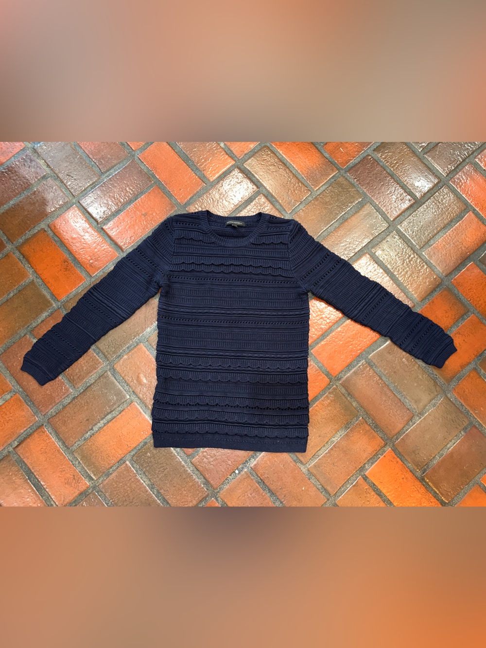 Banana Republic Sz S Navy Scallop Layered Sweater